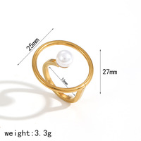 Bague sphérique géométrique simple et élégante Bague de mode pour femme en acier inoxydable 18 carats Bijoux de décoration à la main