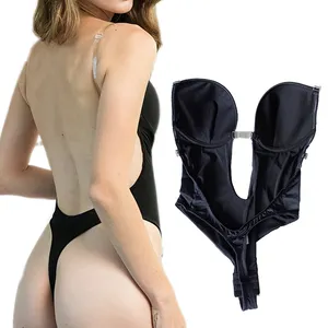 S-SHAPER חלק U לצלול ללא משענת חוטיני בגד גוף Shapewear חזיית Invisible בטן בקרת ללא משענת נשים גוף Shaper גוף חליפה