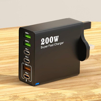 Chargeur mural à charge rapide 200W 6 ports USB-C PD 3.0 & QC3.0 avec prises EU/US/UK