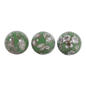 Orbe in Ceramica Stile Chinoiserie Tradizionale con Design Floreale Verde, Decorazioni per Casa, Soggiorno, Ufficio, Bagno, Esposizione su Scaffale - Product Image 4
