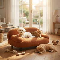 Canapé-lit de luxe moderne pour animaux de compagnie en forme de canapé, en bois massif, écologique, imperméable et résistant aux morsures, pour chats et chiens