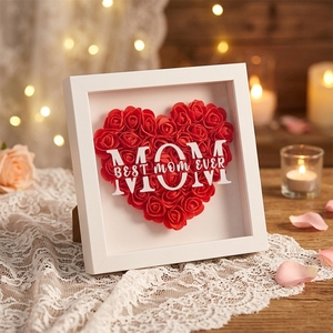 <span class=keywords><strong>Marco</strong></span> de Corazón con Nombre Personalizado al por Mayor, Caja de Regalo con Flores Artificiales para Mamá, Decoración de Pared para el Hogar - Product Image 1