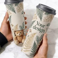 Gobelet à boisson jetable à double paroi en papier kraft créatif, compartiment cadeau mystère isolé au fond, qualité alimentaire, logo personnalisé OEM
