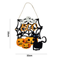 Décoration murale d'Halloween en bois à suspendre, motif toile d'araignée, fantôme BOO, chat noir, citrouille, pour intérieur et extérieur, pour la fête de la Toussaint