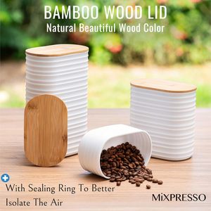 Classic Design 3PCs Kitchen Accessories White <b>Bamboo</b> Lids Plastic Food Storage Box for Spice Rice Cereal Use - Product Image 2