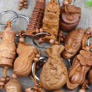 Ling Gusi Peach Wood <b>Keychain</b> 3D Carved Wooden Pendant Portable Key Accessory For Men And Women <b>Personal</b> Gift - Product Image 4
