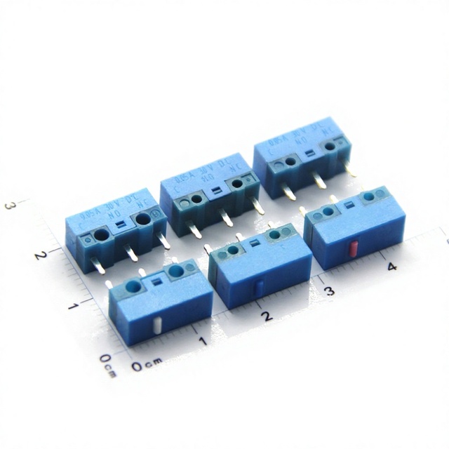 Mouse Micro Switch Push Button Blue Shell Pink Dot PVC Material Zhejiang 20 Million Lifetimes