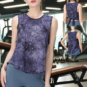 Hot Sale Breathable Crew Neck Back <b>Tie</b> up Design Women Knitted Short Hip Hop Sleeveless Gym Yoga Tank Top - Product Image 2