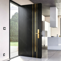 Porte d'entrée pivotante en aluminium, grande porte d'entrée moderne en acier pour villa, personnalisée et neuve
