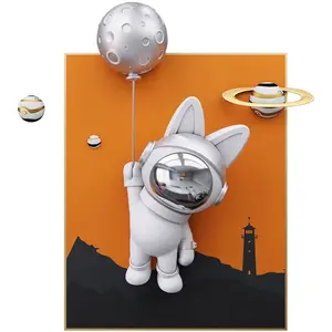 Grande Quadro Decorativo da Appendere con Coniglio Astronauta per Ingresso e Soggiorno, Ornamento Artigianale Spaziale per Decorazione Casa - Product Image 1