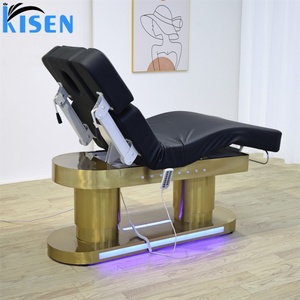 Table de massage électrique de luxe Kisen à 4 moteurs avec lumière LED pour grands corps, idéale pour les soins du visage, les extensions de cils, les tatouages et les salons de beauté - Product Image 2