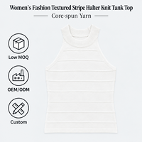 Vente en gros OEM ODM – Nouveau débardeur tricoté à col licou pour femme, style doux et épicé, à rayures horizontales, amincissant, sans manches, pour l'été