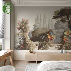 Papier peint <span class=keywords><strong>mural</strong></span> 3D personnalisé en toile de soie Grasscloth moderne, imperméable, avec support en tissu, pour la décoration murale du salon - Product Image 1