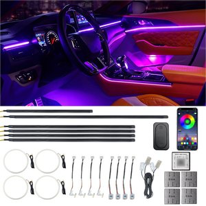 Lumière Ambiante <span class=keywords><strong>LED</strong></span> Automobile 64 Couleurs, Éclairage Dynamique d'Atmosphère Intérieure et <span class=keywords><strong>Bande</strong></span> Lumineuse pour <span class=keywords><strong>Voiture</strong></span> - Product Image 1
