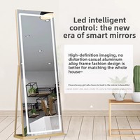 Miroir sur pied LED intelligent et lumineux, moderne et minimaliste, en métal, pour salon de coiffure, maquillage et usage professionnel (style célébrité internet)