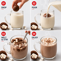 Bombe au chocolat chaud personnalisée OEM 1 pièce avec guimauves à l'intérieur, sphère de cacao au lait, friandise festive pour comptoir