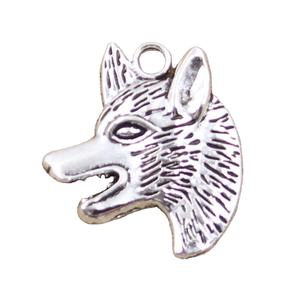 Dijes Lobo Perro <span class=keywords><strong>Wolfhound</strong></span> 35x30mm Colgantes de color plata tibetana Fabricación de joyas antiguas DIY Artesanía hecha a mano - Product Image 1