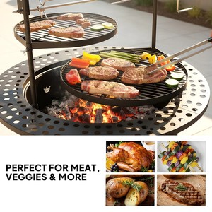 Brasero para Exteriores de Alta Resistencia de 33.5 Pulgadas con Asador Giratorio, Brasero Portátil para Leña con Parrilla Giratoria Extraíble - Product Image 6