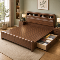 Cadre de lit en bois moderne avec rangement et tête de lit large pour chambres King et Queen