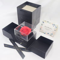 Boîte cadeau recyclable pour la fête des mères en forme de rose, pour bijoux, emballage cosmétique, laminage mat, doublure en éponge - Saint-Valentin