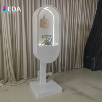 LEDA Nouveauté Cabine Téléphonique Moderne en Métal Blanc pour Laisser des Messages Audio et Vidéo, Livre d'Or pour Mariage, Réception, Décoration d'Événements