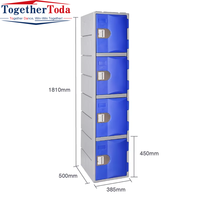Armoire de rangement en plastique étanche et durable avec cadenas électronique/clé, structure démontable, fixation au sol pour salle de sport, bureau, usine