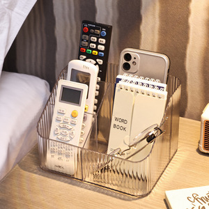 Office Organizer Remote <b>Control</b> Storage Box Rectangle Clear Plastic Multi Functional Desktop <b>Holder</b> For TV Phone Cosmetics - Product Image 4