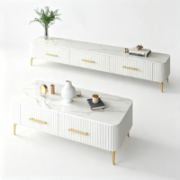Ensemble table basse et meuble TV en dalle de roche |   Meubles de salon modernes et luxueux