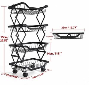 Custom Wholesales Home & Kitchen Foldable Fruit and <b>Vegetable</b> Storage Basket Rolling <b>Standing</b> Organizer Shelf Cart With Wheels - Product Image 2