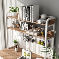 Bureau d'étude compact avec bibliothèque supérieure et rangement suspendu pour bureau à domicile