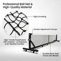Système de filet de tennis mobile de taille standard avec roulettes, poteaux de tennis en acier de qualité professionnelle pour gymnase scolaire