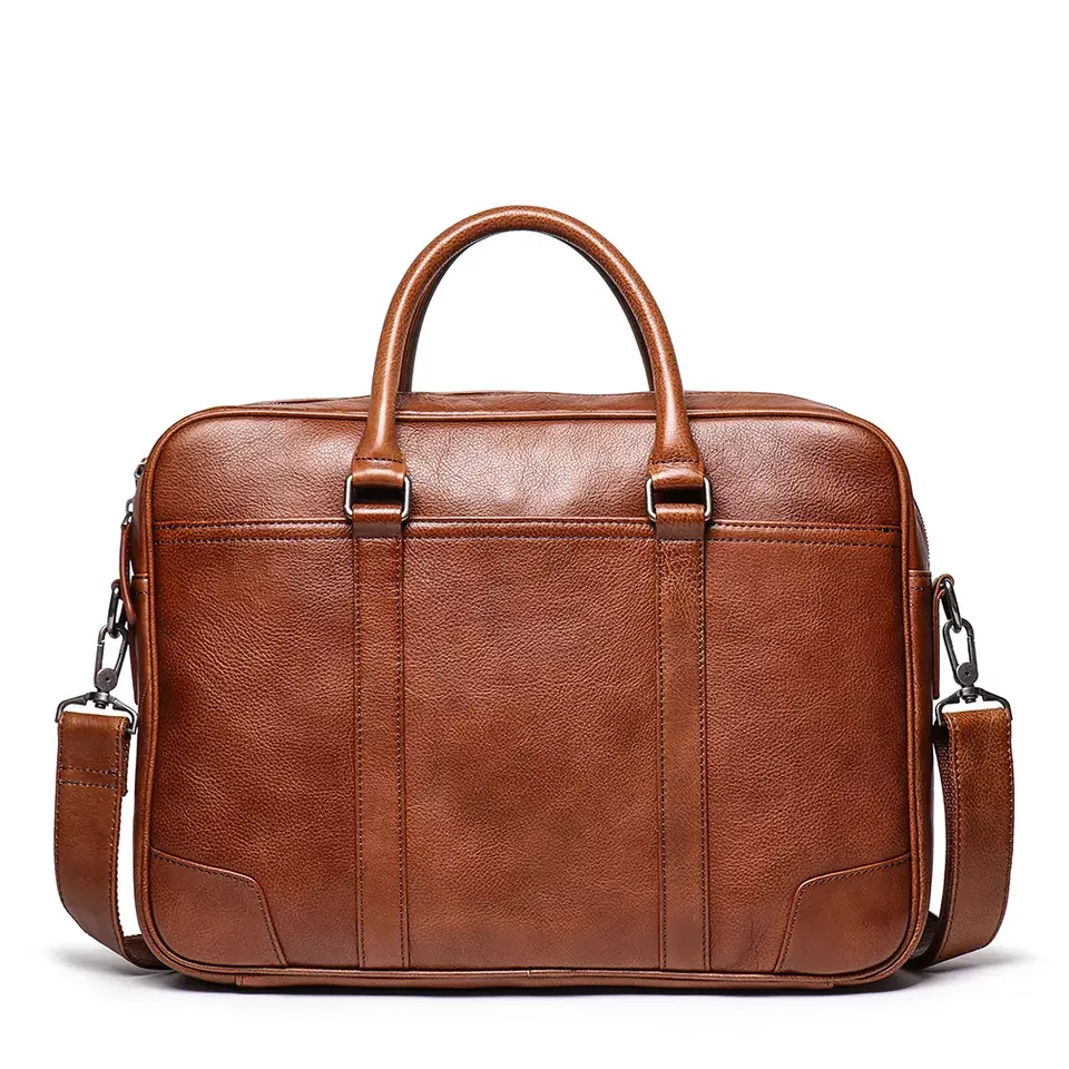 15 inch laptop bag luxury pu leather bag handmade office business tote bag full grain leather briefcase