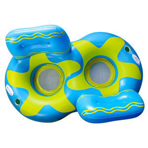 Colchoneta flotante inflable doble ovalada de PVC, sofá flotante para piscina con respaldo para fiestas - Product Image 3