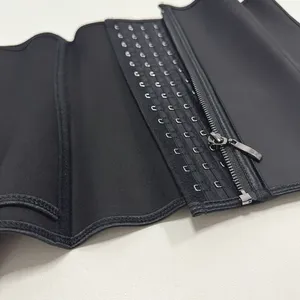 Corsé de entrenador de cintura negro para <span class=keywords><strong>mujer</strong></span>, cinturón Ceñidor de látex adelgazante con ganchos, cremallera, recortador de barriga firme, <span class=keywords><strong>faja</strong></span> moldeadora diaria - Product Image 6