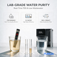 Distributeur d'eau à osmose inverse PUREZA PU-T01 chaud et froid pour comptoir, système de filtration d'eau noir SIX CORE TECHNOLOGIES