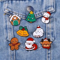 Nouvelle broche en alliage de zinc de Noël, cadeau de fête, décorations, père Noël, bonhomme de neige, panda, élan, badge, pendentif, vente en gros