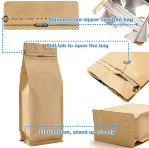Papel Kraft con logotipo personalizado con cremallera de válvula, bolsas de frijoles de pie, bolsa de café para embalaje lateral inferior - Product Image 3
