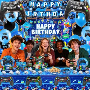 Set de Decoración para Fiesta de <span class=keywords><strong>Cumpleaños</strong></span> de Videojuegos, Decoración para Fiesta de Videojuegos, Platos, Servilletas, Globos, Mantel, Artículos para Fiesta - Product Image 3