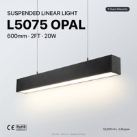 Lampu Gantung Linear LED 20W yang Dapat Disambungkan 600mm Diffuser Opal Aluminium 6063 + PC Opal Anti-kuning 120lm/W 6000K Pencahayaan