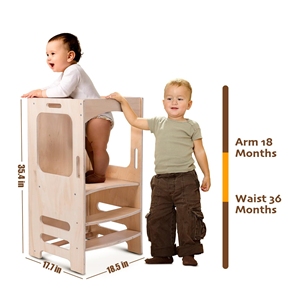 Tabouret d'apprentissage en bois pour enfants avec planche à dessin <span class=keywords><strong>tour</strong></span> de support de cuisine pour tout-petits chaises pour enfants - Product Image 6