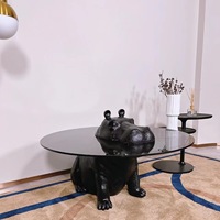 Table basse en verre en forme d'hippopotame de style animal minimal Table centrale moderne créative pour café salon hôtel
