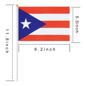 Custom Printing Cheap Wholesale 100% Polyester 14x21cm Puerto Rico Small <b>Flag</b> Puerto Rican Mini Hand Held Stick <b>Flag</b> With Pole - Product Image 3