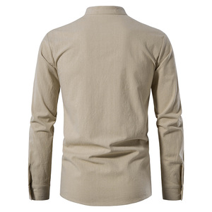 <strong>Men's</strong> 100% Cotton Casual Collarless Belt Knitted Retro Lace up <strong>Shirts</strong> for Renaissance <strong>Pirate</strong> Medieval Viking - Product Image 2