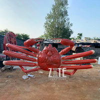 Grand décor de restaurant extérieur en résine artisanat statue de crabe élégante sculpture d'animal en fibre de verre