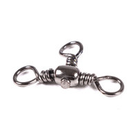 Vente en gros SS031 50 pièces/sac Connecteurs à émerillons de pêche en acier inoxydable à trois voies en forme de baril