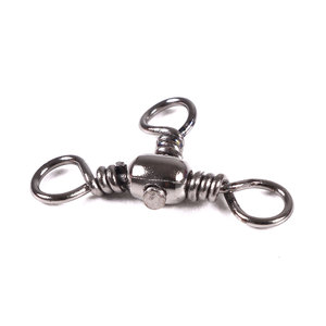 Vente en gros SS031 50 pièces/sac Connecteurs à émerillons de pêche en acier inoxydable à trois voies en forme de baril - Product Image 3