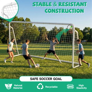 Portería de Fútbol de Tamaño Estándar, Modelo Completo, de Metal Blanco con Malla, para Separar a la Ofensiva y a la Defensa, Disponible en Almacén de EE. UU. - Product Image 4