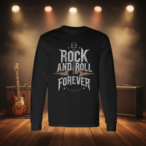 Camiseta de manga larga con diseño de guitarra de rock and roll y música vintage - Product Image 3
