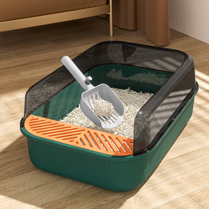 <span class=keywords><strong>Bac</strong></span> à litière semi-fermé en <span class=keywords><strong>plastique</strong></span> grande capacité anti-éclaboussures pour chat - Product Image 5