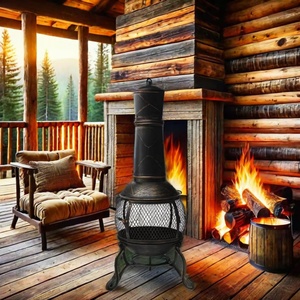 Barato al aire libre jardín Patio chimenea de acero de alta chimenea de metal de acero calefacción para jardín Patio con póker - Product Image 1